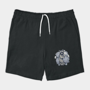 Vintage Raccoon with Night Hydrangeas Shorts