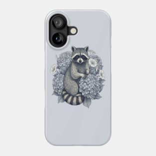 Vintage Raccoon with Night Hydrangeas Phone Case