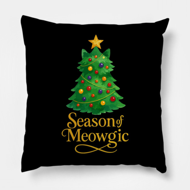 Season of Meowgic – Christmas Tree Cat – Funny Holiday Cat Lover Pillow by Urbanprint