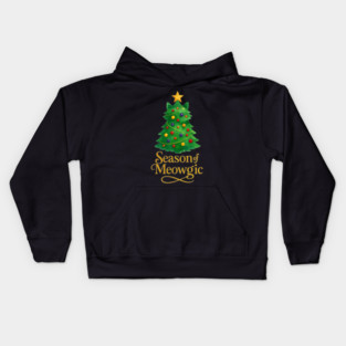 Season of Meowgic – Christmas Tree Cat – Funny Holiday Cat Lover Kids Hoodie