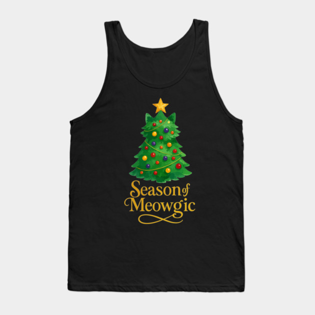 Season of Meowgic – Christmas Tree Cat – Funny Holiday Cat Lover Tank Top by Urbanprint