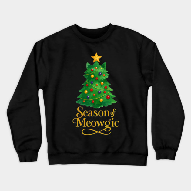 Season of Meowgic – Christmas Tree Cat – Funny Holiday Cat Lover Crewneck Sweatshirt by Urbanprint