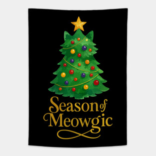 Season of Meowgic – Christmas Tree Cat – Funny Holiday Cat Lover Tapestry