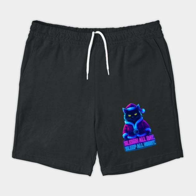 Neon Cyberpunk Street Cat – Sleigh All Day Sleep All Night – Urban Streetwear Glow by Urbanprint
