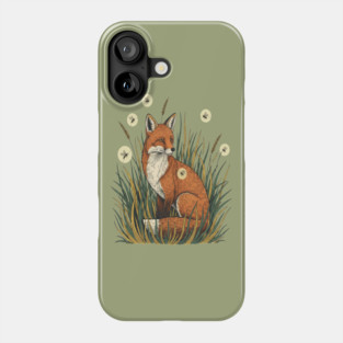 Red Fox in Vintage Summer Firefly Scene Phone Case