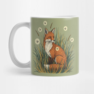Red Fox in Vintage Summer Firefly Scene Mug
