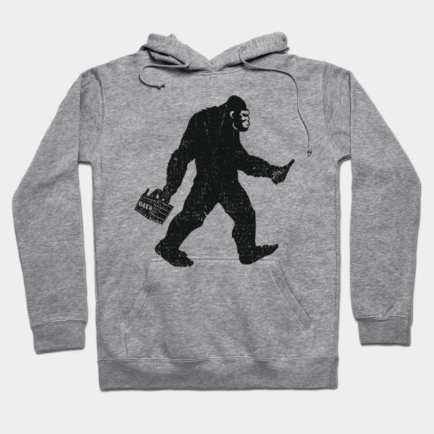 Bigfoot Beer Run Weekend Drinking Humor Hoodie by Anticorporati
