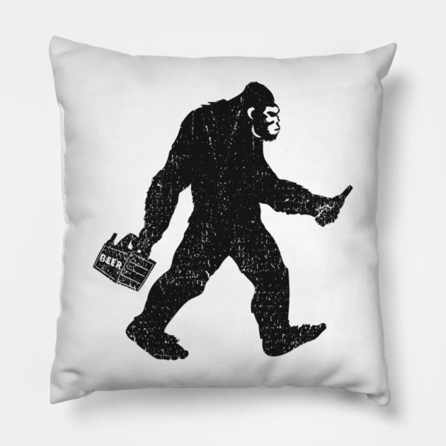 Bigfoot Beer Run Weekend Drinking Humor Pillow by Anticorporati