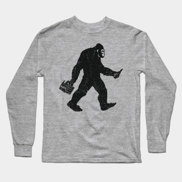 Bigfoot Beer Run Weekend Drinking Humor Long Sleeve T-Shirt by Anticorporati