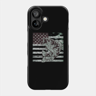 Fishing Camouflage US American Flag Bass Fish Design Phone Case