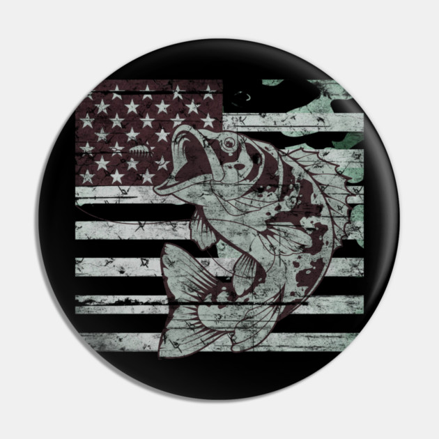 Fishing Camouflage US American Flag Bass Fish Design Pin by Pixel Threads 