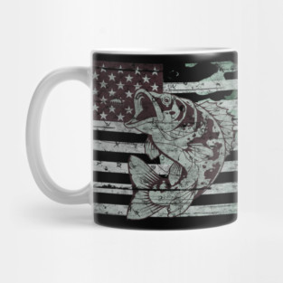 Fishing Camouflage US American Flag Bass Fish Design Mug