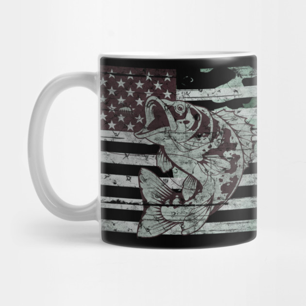 Fishing Camouflage US American Flag Bass Fish Design by Pixel Threads 