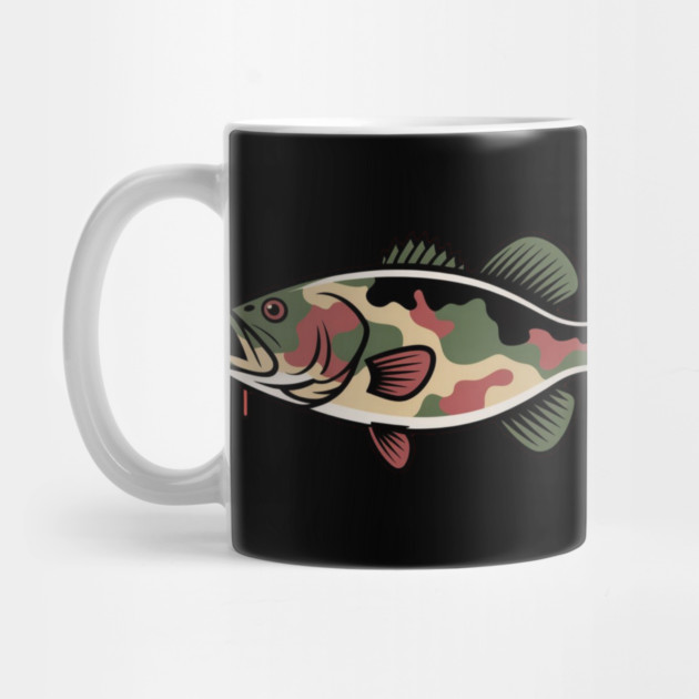 Fishing Camouflage, Bass Fish Design for Fishermen & Patriots – Perfect for Anglers, Boat Fishing by Pixel Threads 