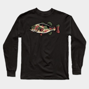 Fishing Camouflage, Bass Fish Design for Fishermen & Patriots – Perfect for Anglers, Boat Fishing Long Sleeve T-Shirt