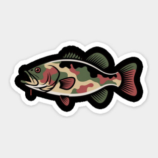 Fishing Camouflage, Bass Fish Design for Fishermen & Patriots – Perfect for Anglers, Boat Fishing Sticker