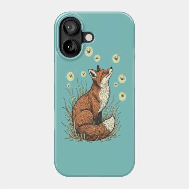 Vintage Red Fox with Floating Fireflies Phone Case by BirdsnStuff