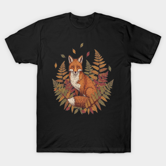 Vintage Red Fox with Autumn T-Shirt by BirdsnStuff