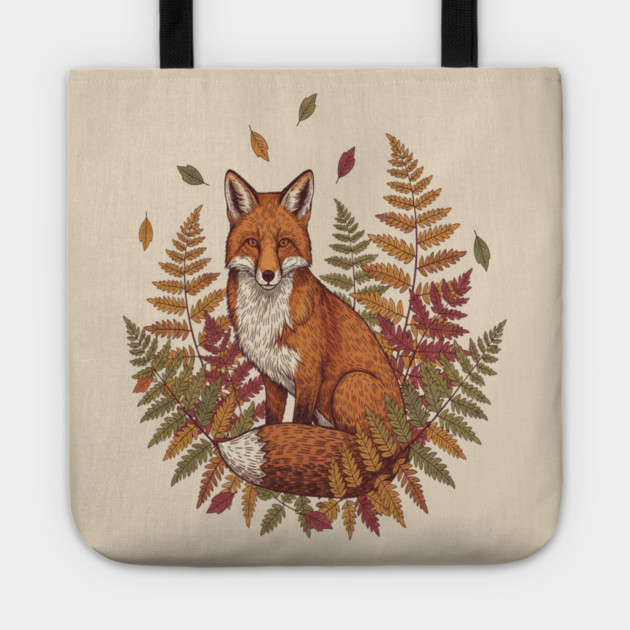 Vintage Red Fox with Autumn Tote by BirdsnStuff