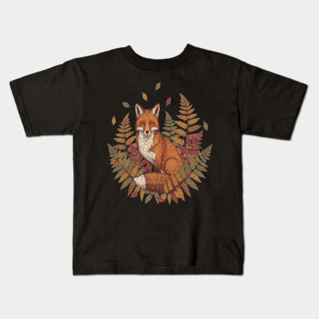 Vintage Red Fox with Autumn Kids T-Shirt by BirdsnStuff