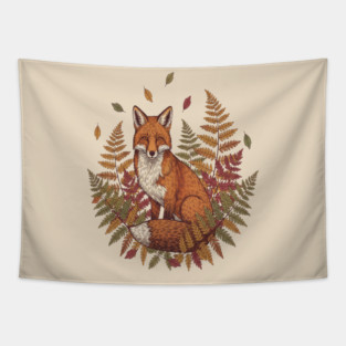 Vintage Red Fox with Autumn Tapestry