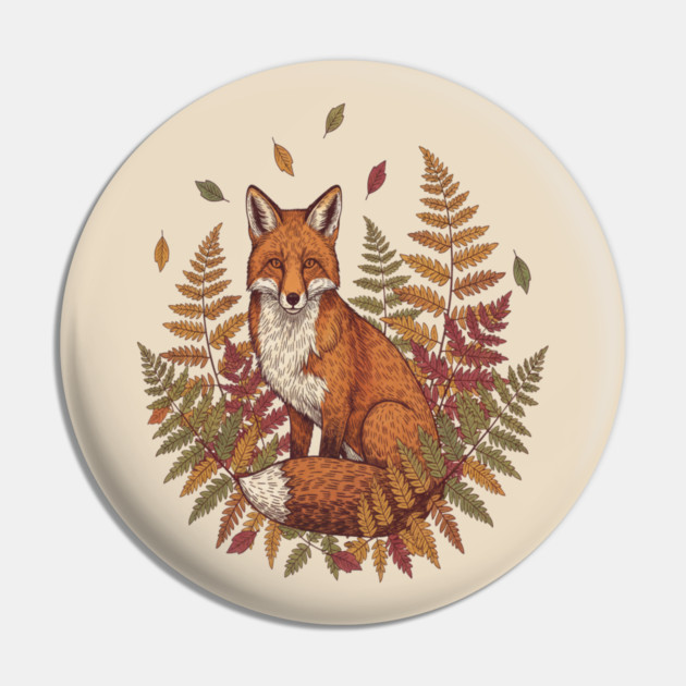 Vintage Red Fox with Autumn Pin by BirdsnStuff