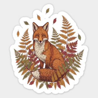 Vintage Red Fox with Autumn Sticker