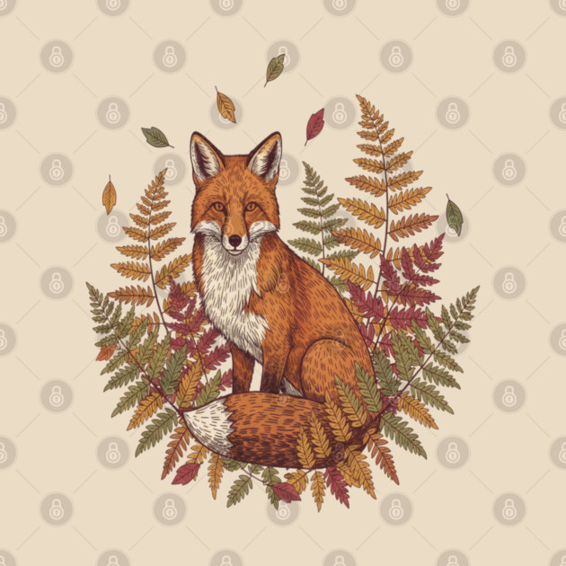 Vintage Red Fox with Autumn by BirdsnStuff