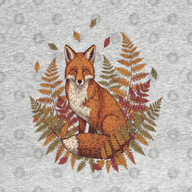 Vintage Red Fox with Autumn by BirdsnStuff