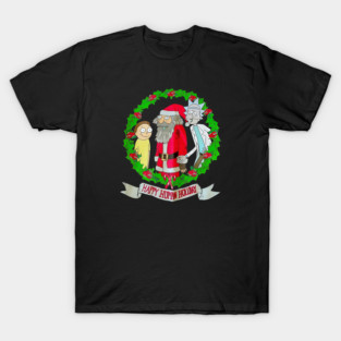 Rick and Morty Happy Human Holiday Christmas Wreath T-Shirt