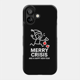 Merry Crisis Funny Christmas Shirt – Stick Figure Holiday Humor Tee – Relatable Xmas Gift for Friends, Coworkers, and Parents Phone Case