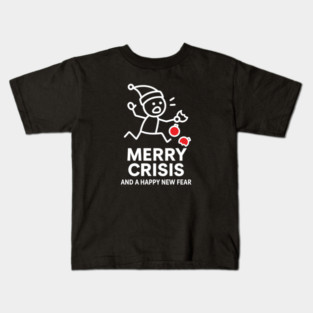 Merry Crisis Funny Christmas Shirt – Stick Figure Holiday Humor Tee – Relatable Xmas Gift for Friends, Coworkers, and Parents Kids T-Shirt