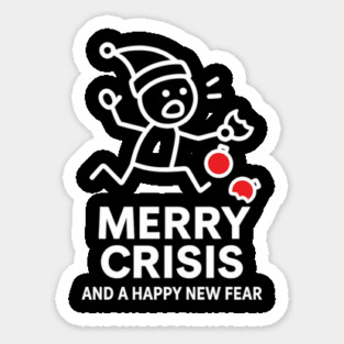 Merry Crisis Funny Christmas Shirt – Stick Figure Holiday Humor Tee – Relatable Xmas Gift for Friends, Coworkers, and Parents Magnet