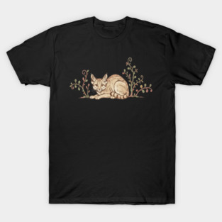 Vintage Sand Cat with Desert Shrubs T-Shirt
