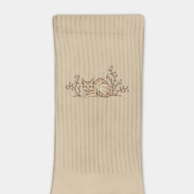 Vintage Sand Cat with Desert Shrubs by BirdsnStuff