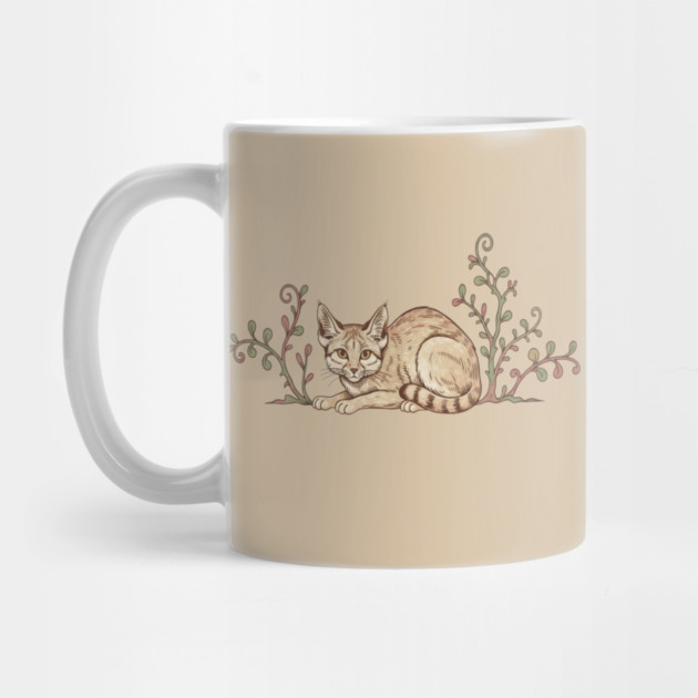 Vintage Sand Cat with Desert Shrubs by BirdsnStuff