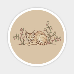 Vintage Sand Cat with Desert Shrubs Magnet