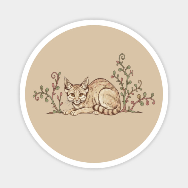 Vintage Sand Cat with Desert Shrubs Magnet by BirdsnStuff