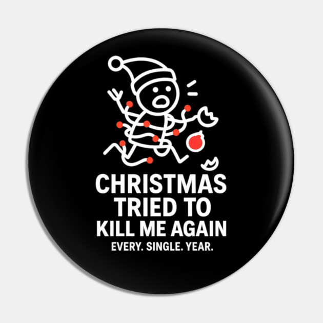Funny Christmas Stick Figure Shirt – Holiday Chaos Tee – Relatable Xmas Gift for Coworkers, Parents, and Friends Pin by Anne Lee