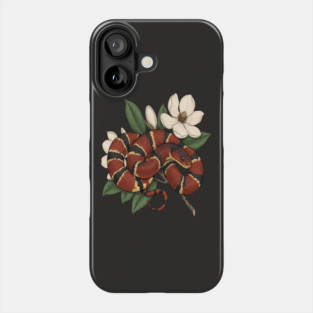 Vintage Scarlet Kingsnake with Magnolias Phone Case