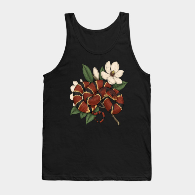 Vintage Scarlet Kingsnake with Magnolias Tank Top by BirdsnStuff