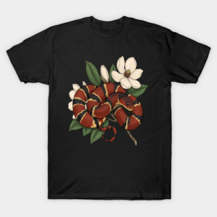 Vintage Scarlet Kingsnake with Magnolias T-Shirt