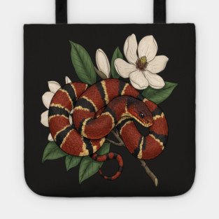 Vintage Scarlet Kingsnake with Magnolias Tote