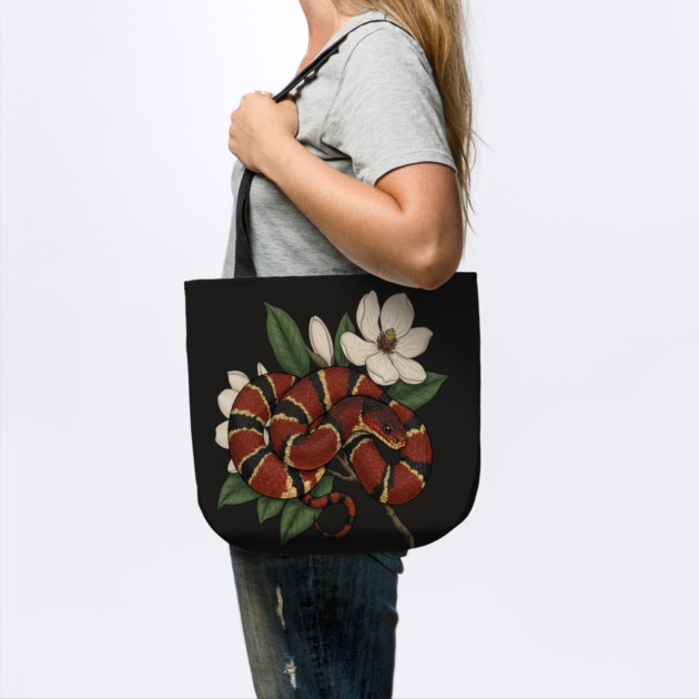 Vintage Scarlet Kingsnake with Magnolias by BirdsnStuff