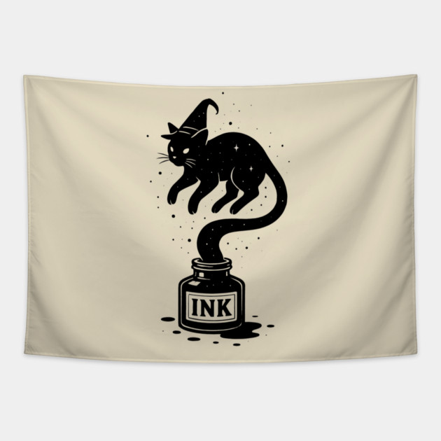 Funny Cat Wizard Tapestry by The WYLD Tribe