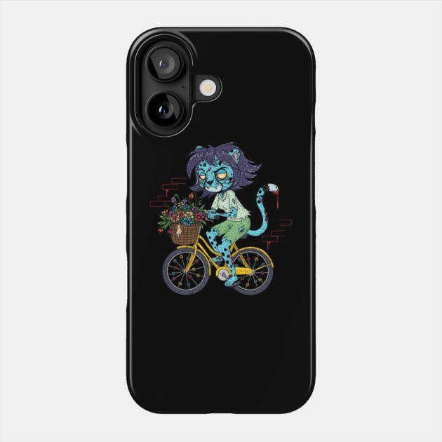Cheetah Bicyclist Zombie Phone Case by H. R. Sinclair