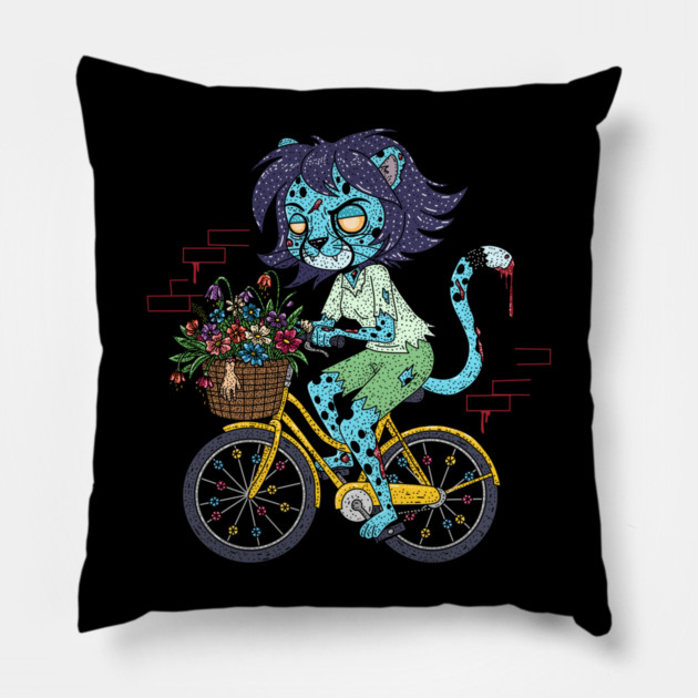Cheetah Bicyclist Zombie Pillow by H. R. Sinclair