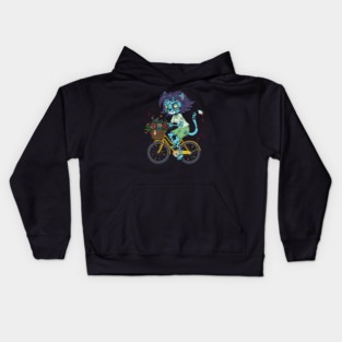 Cheetah Bicyclist Zombie Kids Hoodie