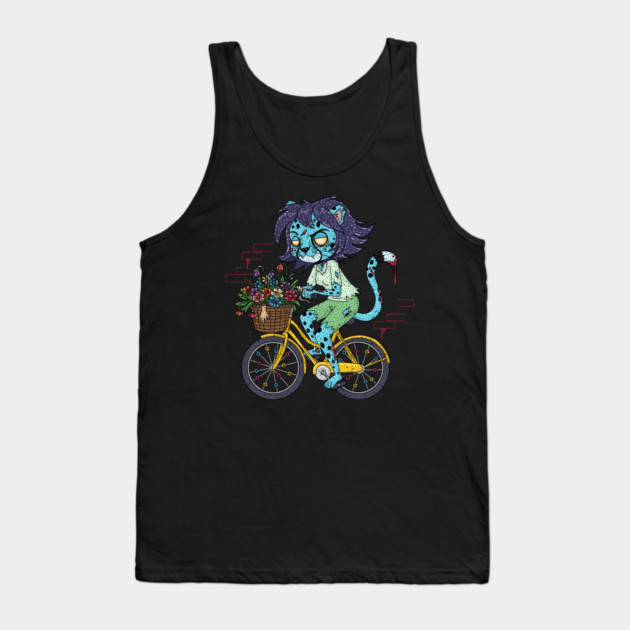 Cheetah Bicyclist Zombie Tank Top by H. R. Sinclair