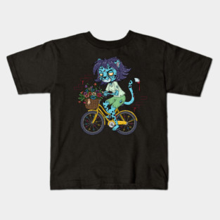 Cheetah Bicyclist Zombie Kids T-Shirt